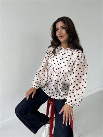 COTNINUE SILKE DOT WHITE W BORDAUX - 14959